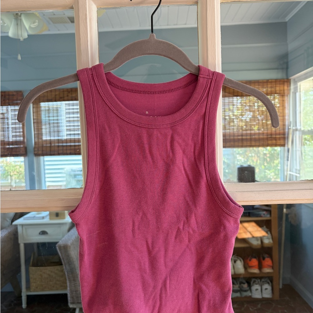 a new day Ribbed Tank Top - Berry